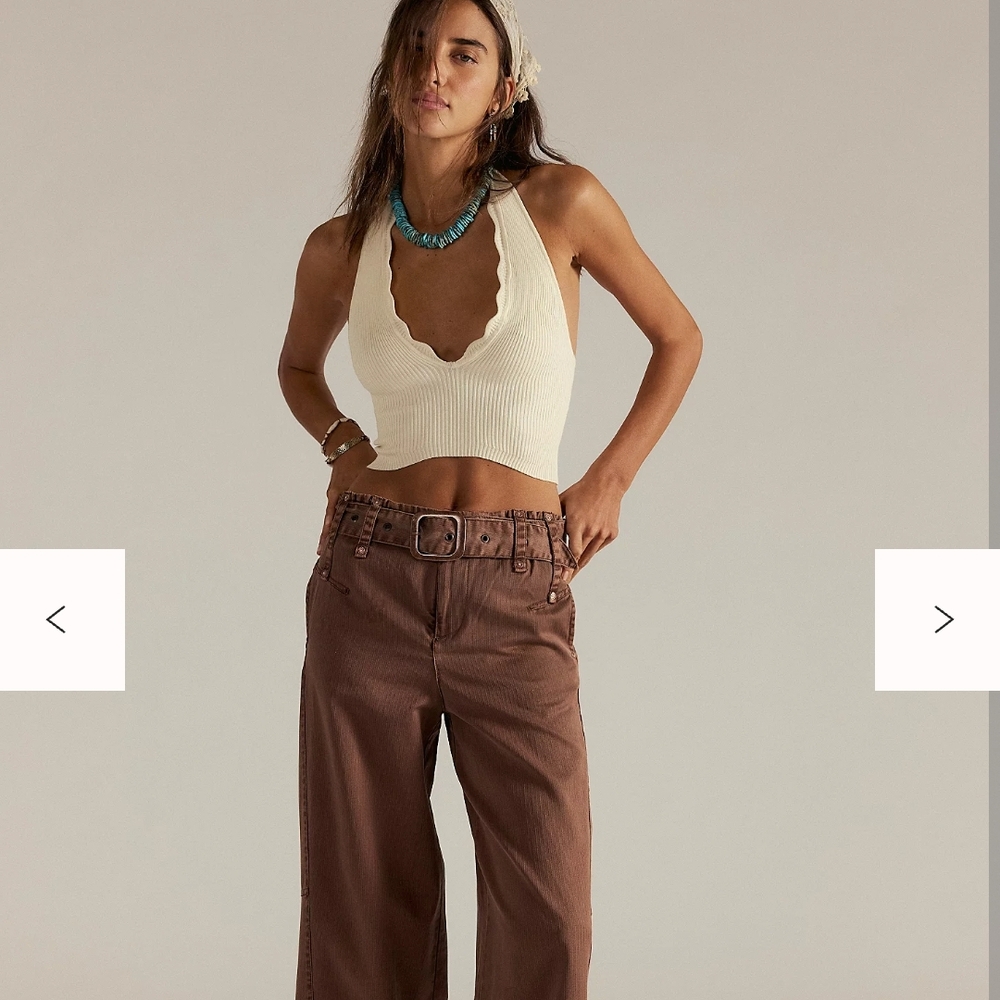 Free People Sloane Brown Wide-Leg Pants